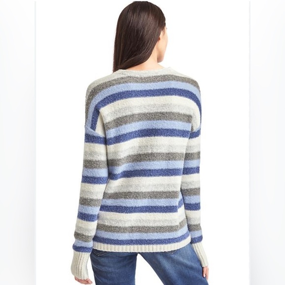 GAP Multi-color stripe sweater Blue, gray, white Wool Alpaca blend Size M - Picture 2 of 7